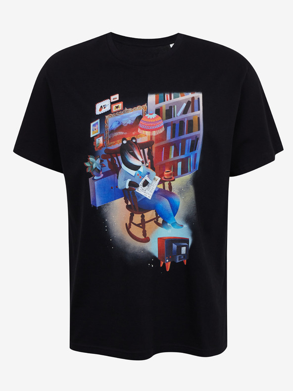 DOBRO Černé pánské tričko s potiskem Zoot DOBRO Jezevec