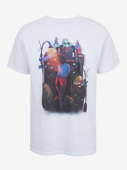 DOBRO Bílé pánské tričko s potiskem Zoot DOBRO. Kočka