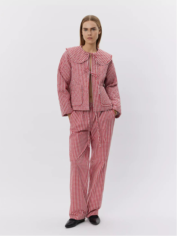 Sofie Schnoor Bílo-červená dámská kostkovaná bunda Sofie Schnoor