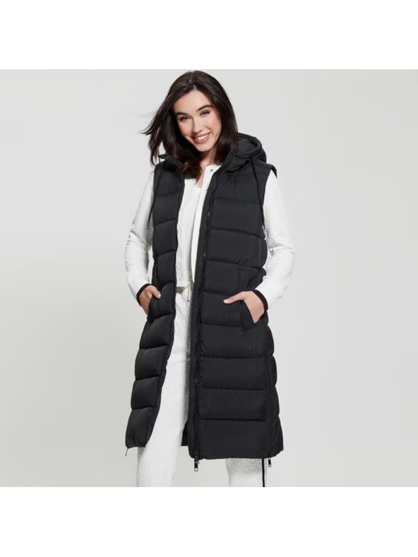 Guess Jeans Dámská černá péřová vesta Guess jeans