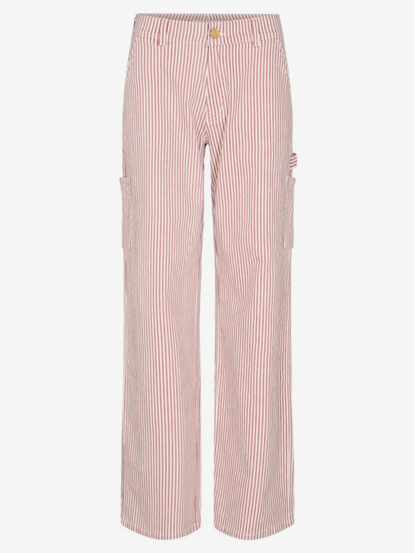 Sofie Schnoor Bílo-červené dámské pruhované baggy kalhoty Sofie Schnoor