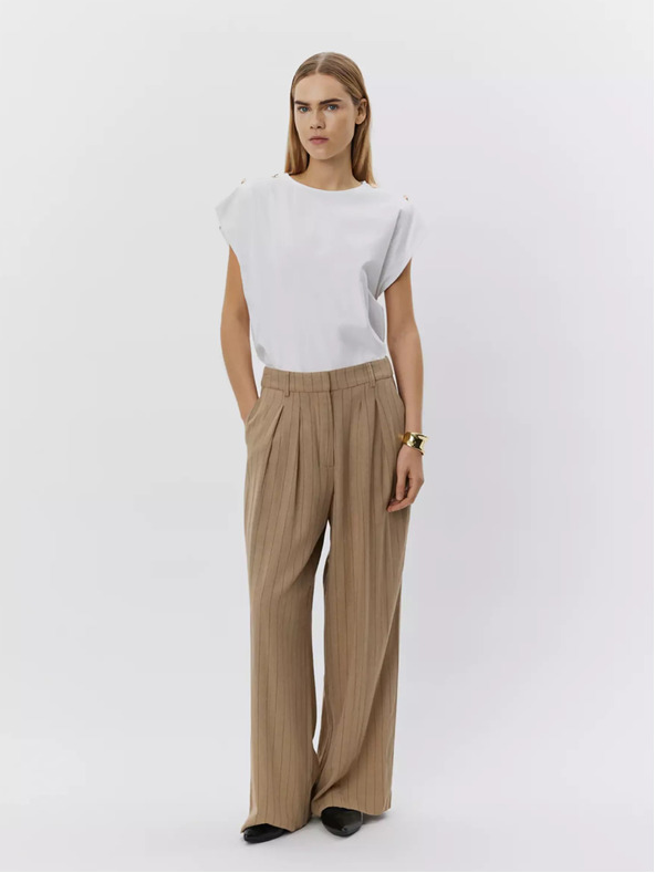 Sofie Schnoor Hnědé dámské pruhované kalhoty Sofie Schnoor