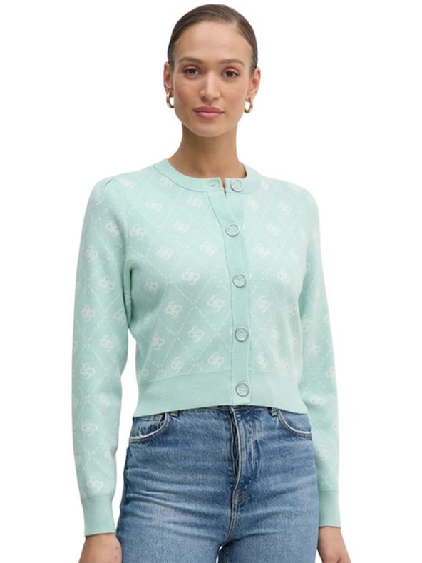 Guess Jeans Dámský zelený cardigan z vlněné směsi s logem 4G Guess jeans