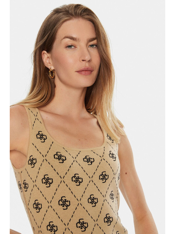 Guess Jeans Dámské béžové mini šaty z vlněné směsi s logem 4G Guess jeans