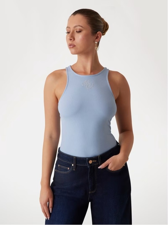 Guess Jeans Dámské světle modré tílko 4G logo Guess jeans