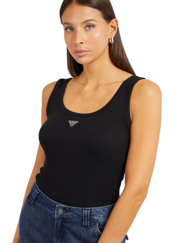Guess Jeans Dámské černé tílko small triangle logo Guess jeans