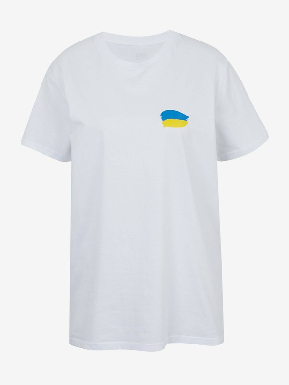 DOBRO Bílé dámské oversize tričko Netřeba slov z kolekce DOBRO. pro Ukrajinu