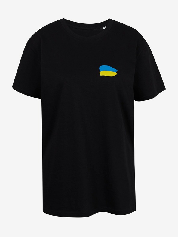 DOBRO Černé dámské oversize tričko Netřeba slov z kolekce DOBRO. pro Ukrajinu