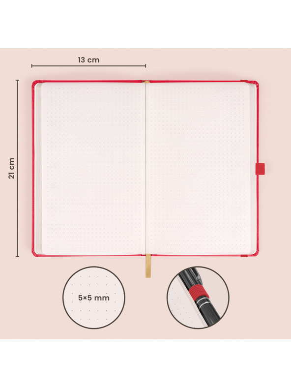 NOTIQUE NOTIQUE Notes Červený, tečkovaný, 13 x 21 cm