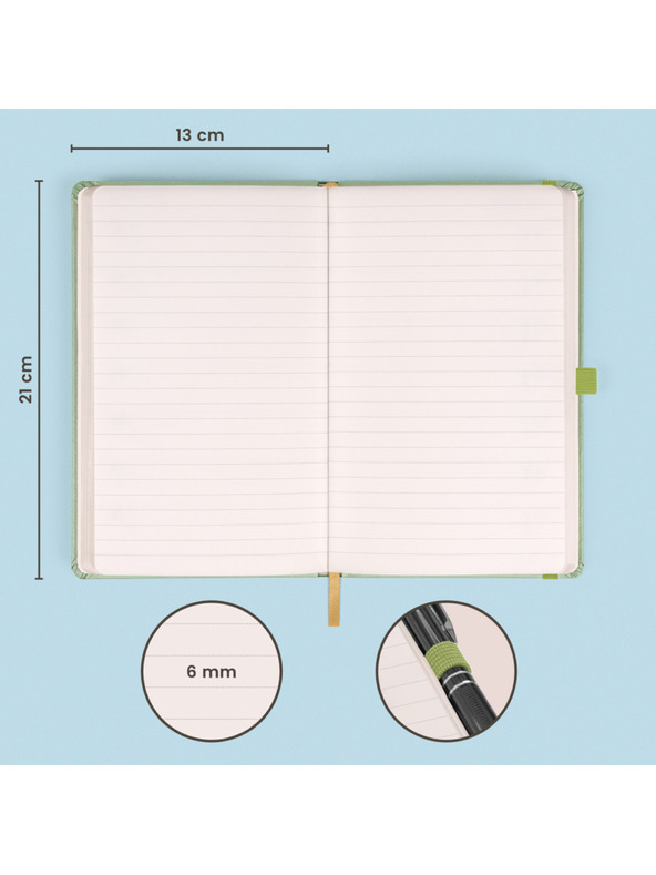 NOTIQUE NOTIQUE Notes Zelený, linkovaný, 13 x 21 cm