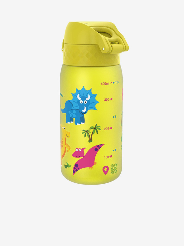 ION8 Žlutá vzorovaná lahev Ion8 Leak Proof Dinosaur (350 ml)