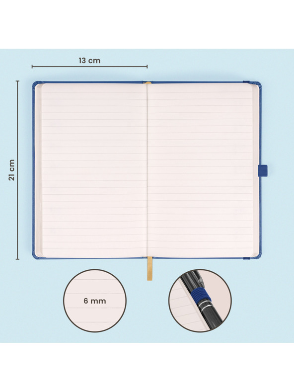 NOTIQUE NOTIQUE Notes Tmavě modrý, linkovaný, 13 x 21 cm