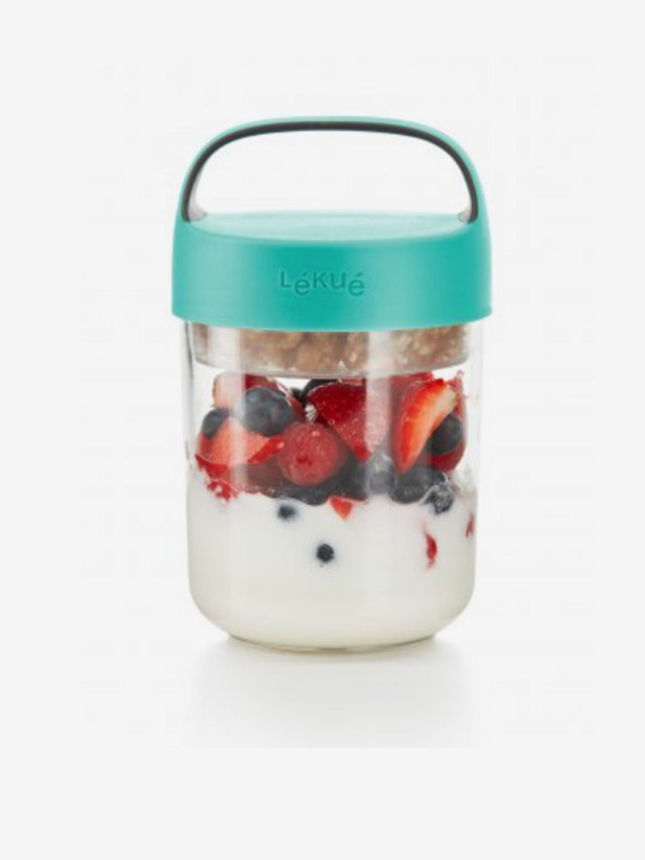 Lékué Tyrkysový svačinový box Lékué Jar To Go (400 ml)