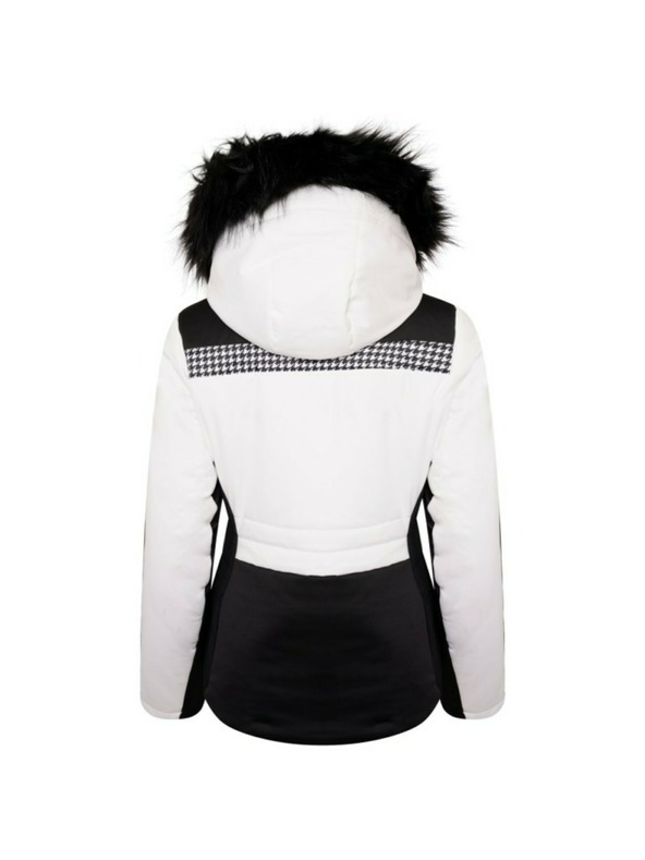 Dare 2B Černo-bílá dámská lyžařská bunda s kapucí a umělým kožíškem Dare 2B Dynamite