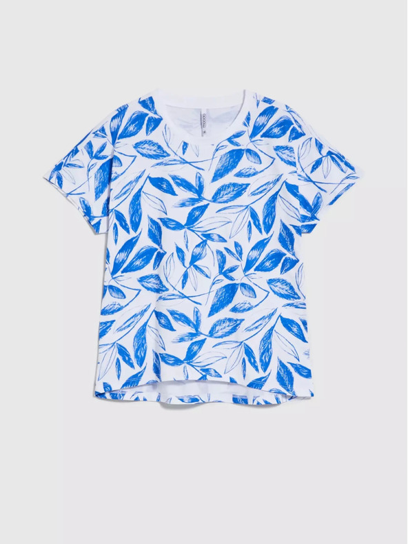 Moodo Modrá halenka s potiskem listů Moodo