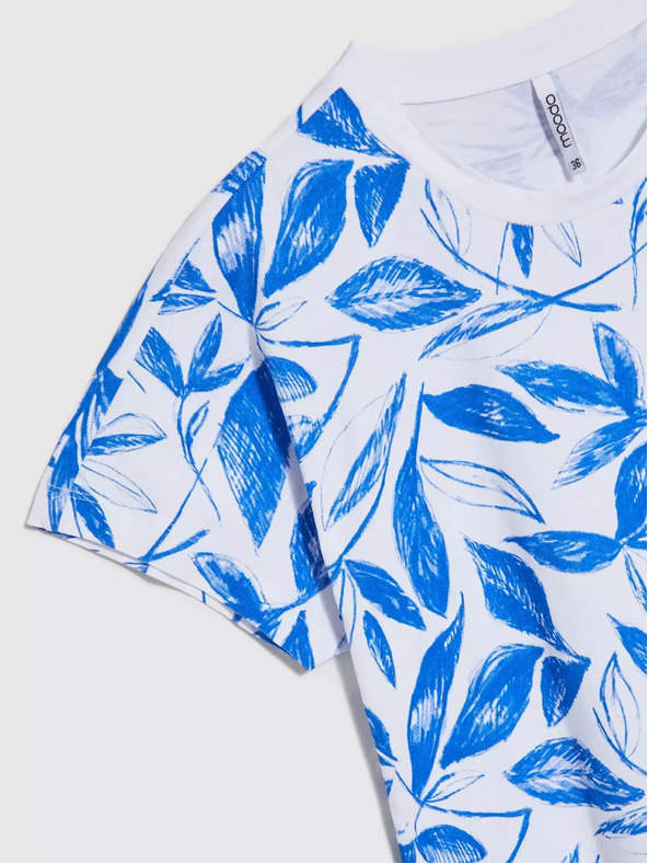 Moodo Modrá halenka s potiskem listů Moodo
