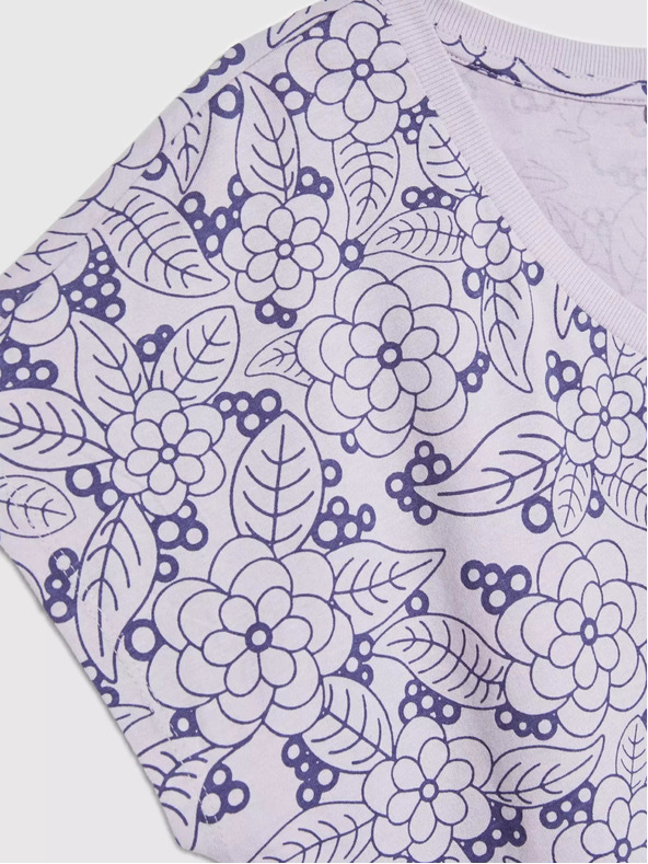 Moodo Fialová halenka s květinovým vzorem a výstřihem do V Moodo