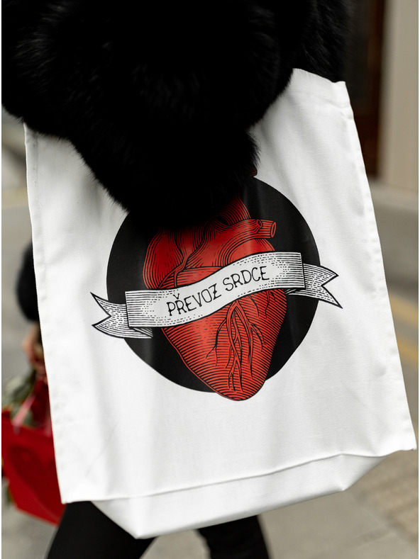 ZOOT.Original Bílá plátěná taška ZOOT Original Převoz srdce