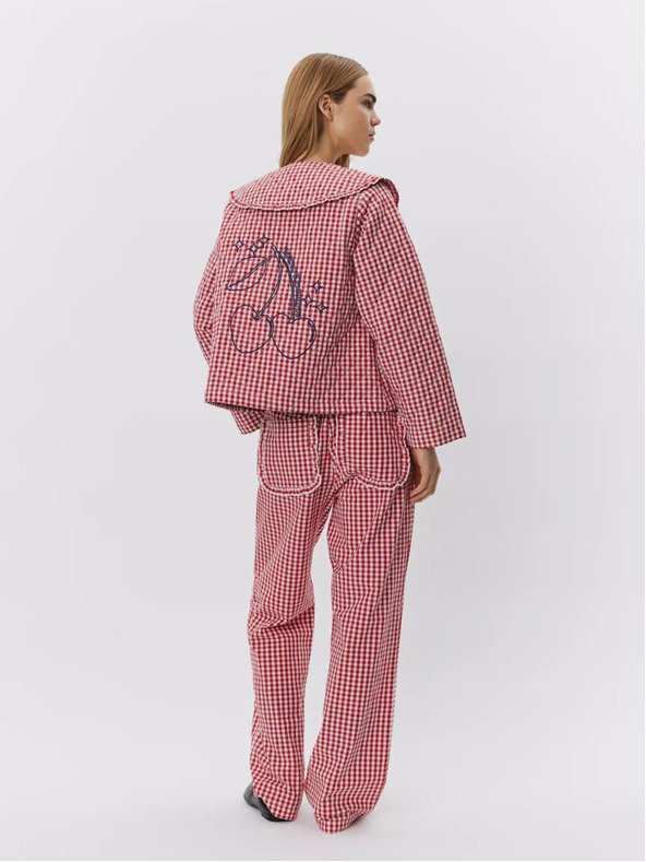 Sofie Schnoor Bílo-červené dámské kostkované kalhoty Sofie Schnoor