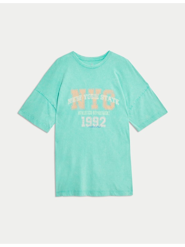 Marks & Spencer Tričko nadměrné velikosti s nápisem, z čisté bavlny Marks & Spencer zelená