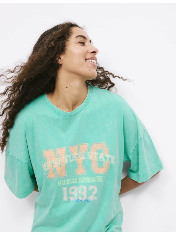 Marks & Spencer Tričko nadměrné velikosti s nápisem, z čisté bavlny Marks & Spencer zelená