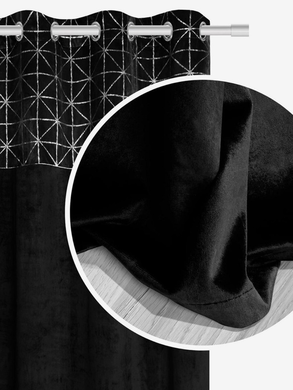 Edoti Sametový závěs lesklý   - černý EDOTI