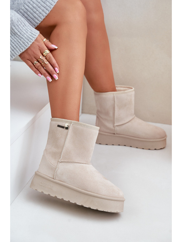 BIG STAR SHOES Vysoké Sněhule Dámské Na Platformě Big Star Světle Béžové