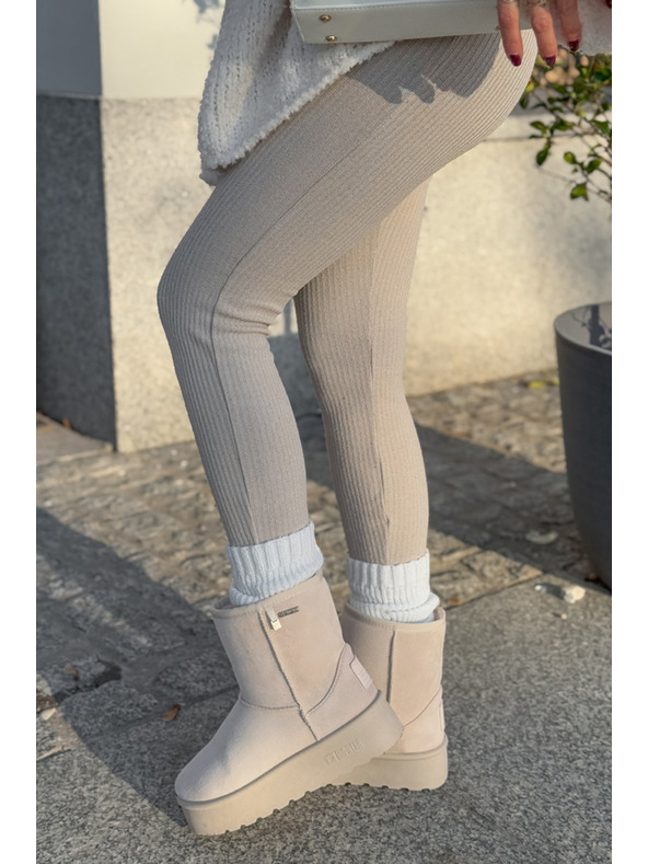 BIG STAR SHOES Vysoké Sněhule Dámské Na Platformě Big Star Světle Béžové