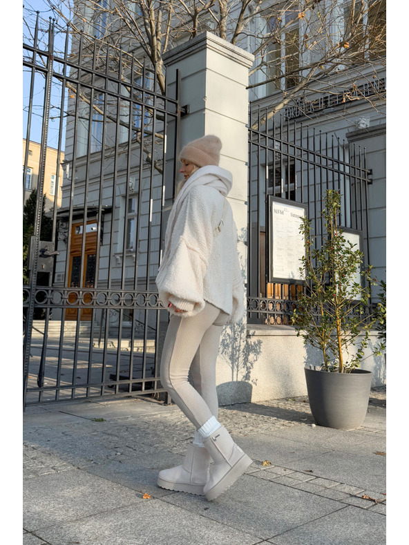 BIG STAR SHOES Vysoké Sněhule Dámské Na Platformě Big Star Světle Béžové