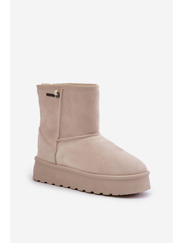 BIG STAR SHOES Vysoké Sněhule Dámské Na Platformě Big Star Světle Béžové