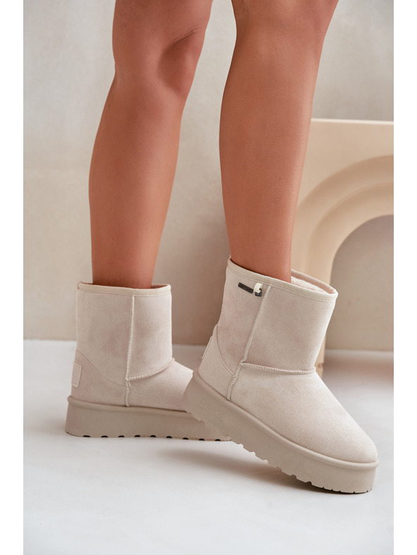 BIG STAR SHOES Vysoké Sněhule Dámské Na Platformě Big Star Světle Béžové