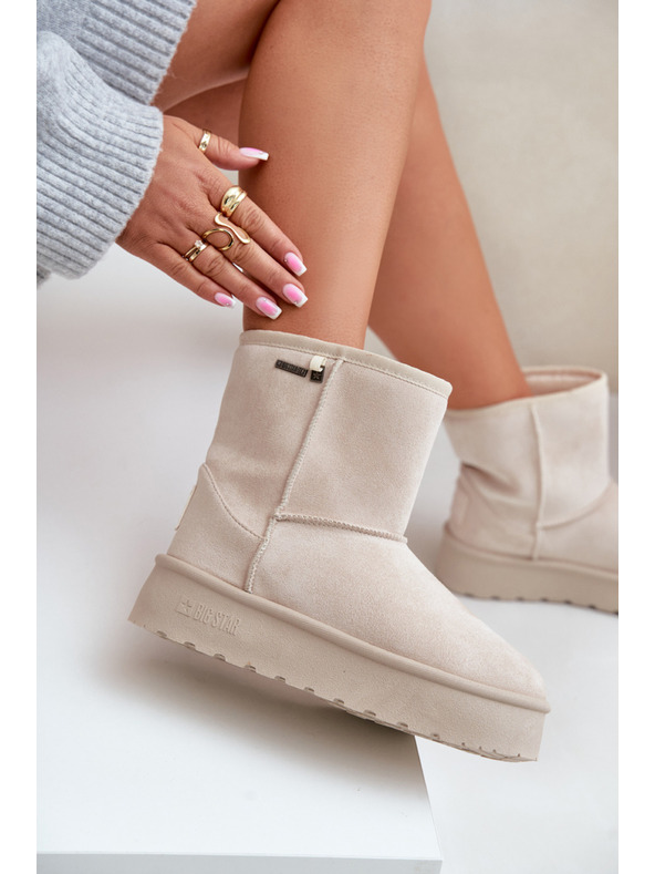 BIG STAR SHOES Vysoké Sněhule Dámské Na Platformě Big Star Světle Béžové