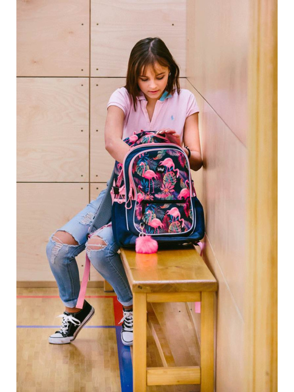 BAAGL  Modrý školní batoh core flamingo Baagl