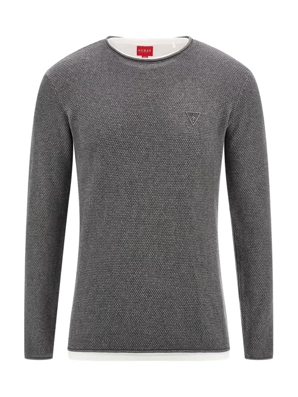 Guess Jeans Pánsky šedý sveter triangle logo Guess jeans