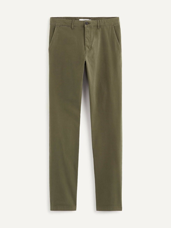 Celio Tmavě zelené pánské kalhoty Celio