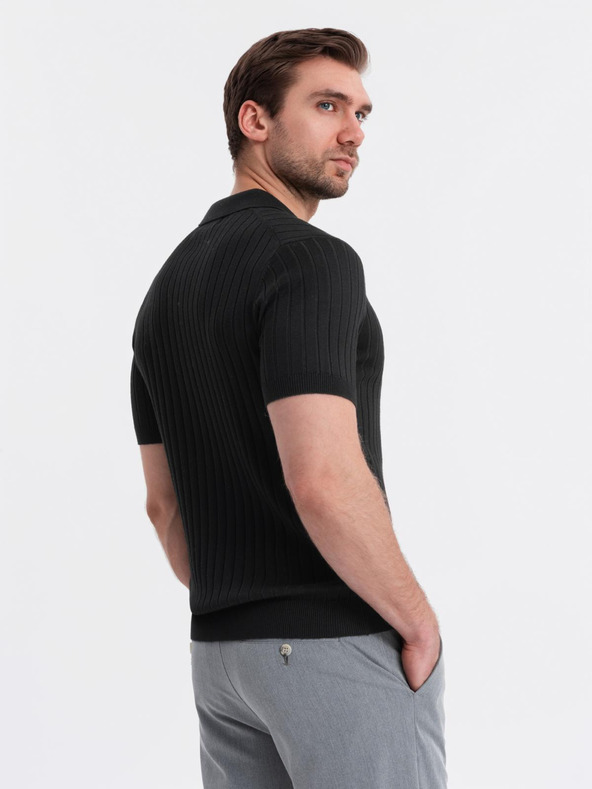 Ombre Clothing Pánská polokošile SLIM FIT z viskózy se svislými pruhy Ombre Clothing