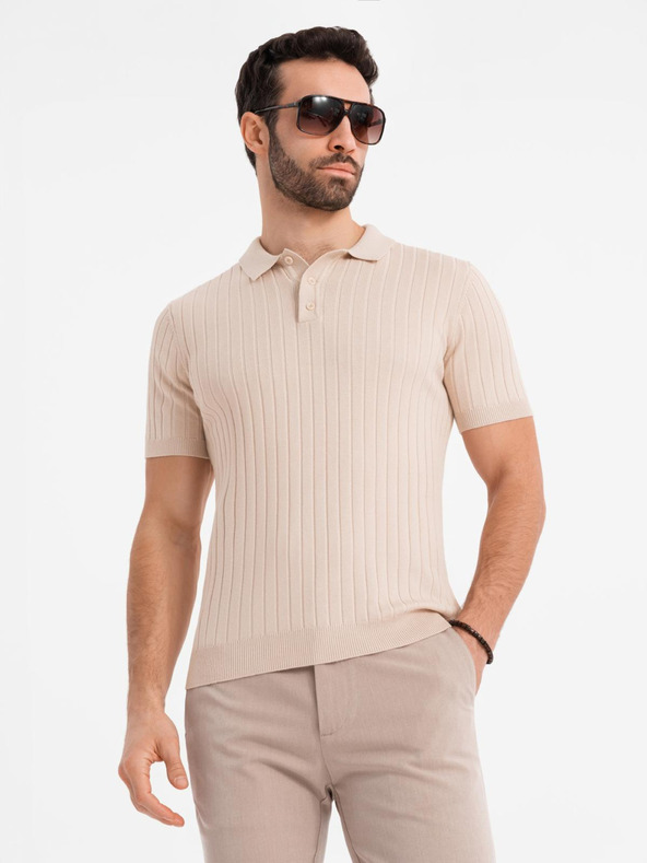 Ombre Clothing Pánská polokošile SLIM FIT z viskózy se svislými pruhy Ombre Clothing