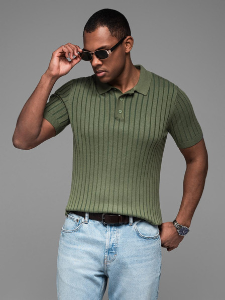 Ombre Clothing Pánská polokošile SLIM FIT z viskózy se svislými pruhy Ombre Clothing