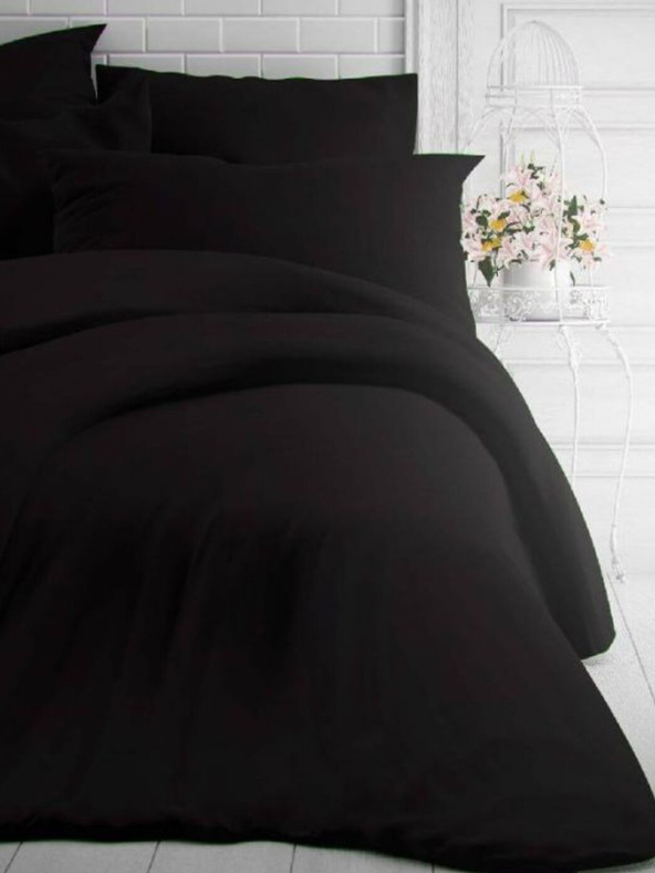 Kvalitex Francouzské jednobarevné bavlněné povlečení 220x200, 70x90cm černé