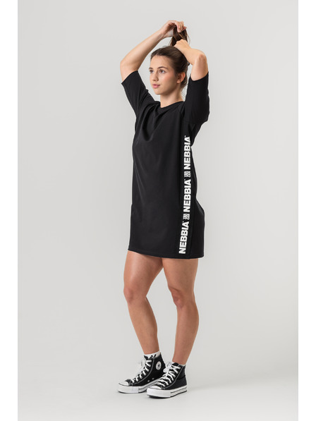 Nebbia Tričkové oversized šaty NEBBIA CLUB 594 XS/S,black