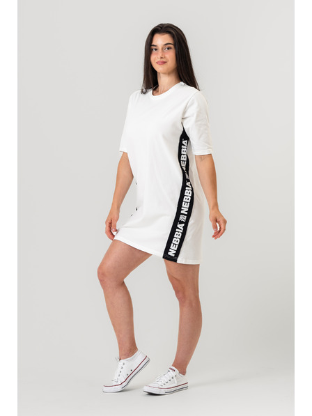 Nebbia Tričkové oversized šaty NEBBIA CLUB 594 XS/S,cream