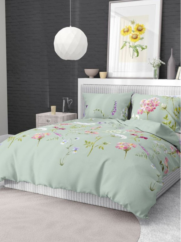 Kvalitex Francouzské bavlněné povlečení DELUX 200x200, 70x90cm BOTANICA zelená