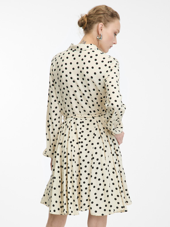 Orsay Krémové dámské košilové šaty ke kolenům ORSAY