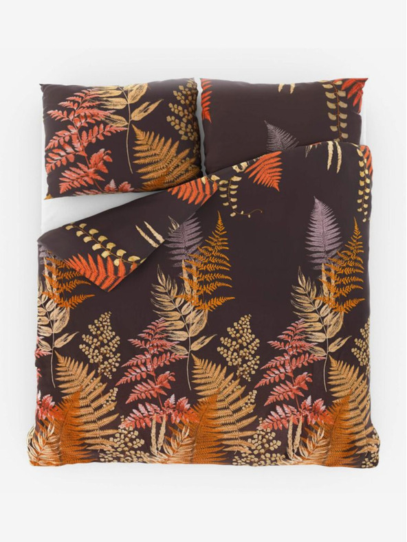 Kvalitex Saténové francouzské povlečení Luxury Collection 1+2, 240x200, 70x90cm Kapradí hnědé Kvalitex