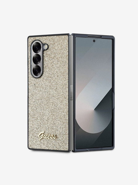 Guess Guess PC/TPU Glitter Flakes Metal Logo Zadní Kryt pro Samsung Galaxy Z Fold 6 Gold