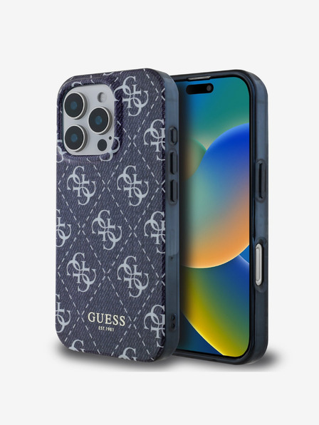 Guess Guess IML Denim Effect MagSafe Zadní Kryt pro iPhone 16 Pro Max Dark Blue