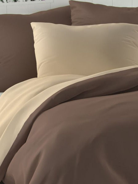 Kvalitex Saténové povlečení LUXURY COLLECTION 140x200, 70x90cm tmavě hnědé / béžové