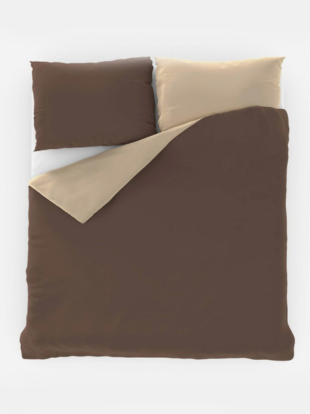 Kvalitex Saténové povlečení LUXURY COLLECTION 140x200, 70x90cm tmavě hnědé / béžové