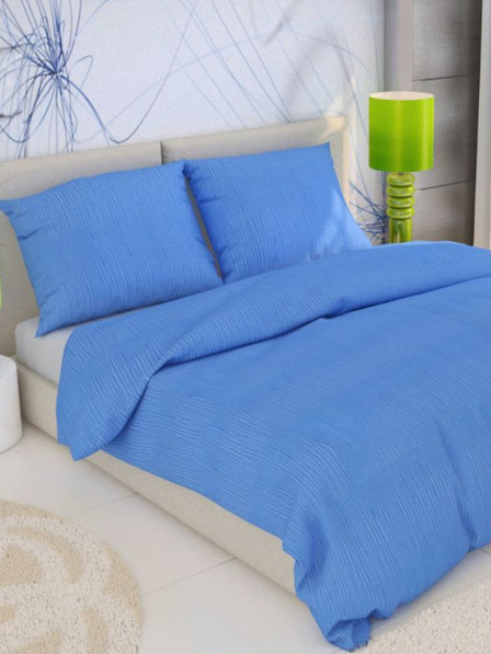 Kvalitex Francouzské prodloužené krepové povlečení 240x220, 70x90cm modré Kvalitex