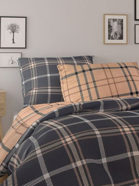 Kvalitex Bavlněné povlečení Nordic Collection 140x200, 70x90cm Káro tmavě hnědé Kvalitex